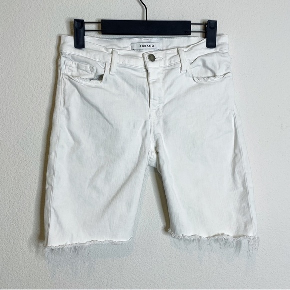 J Brand white cutoff denim bermuda mid rise shorts size 27 - Picture 1 of 6